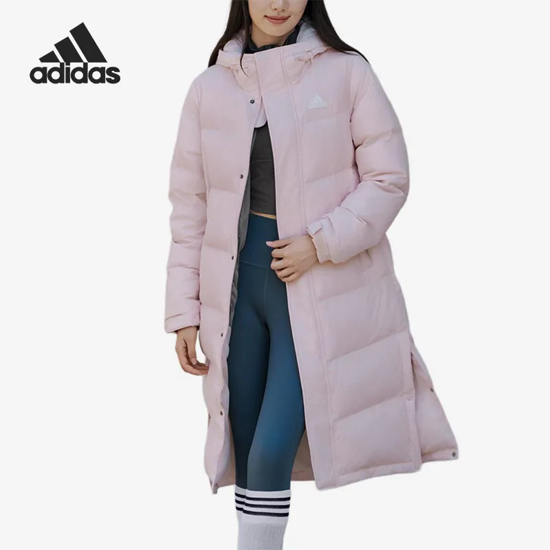 Adidas Hooded Down Jacket New Women's Light Pink Classic Down Jacket KQ5535