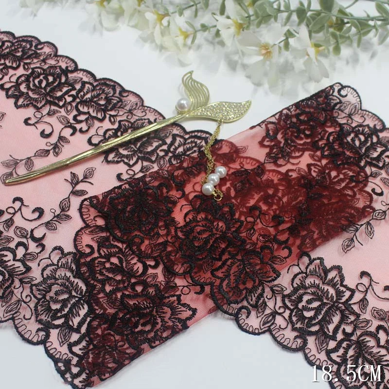 1Meter Two Tones Embroidery Mesh Lace Trim Clothes Accessory Lingerie Bra Girl's Dress Sewing DIY Fabric