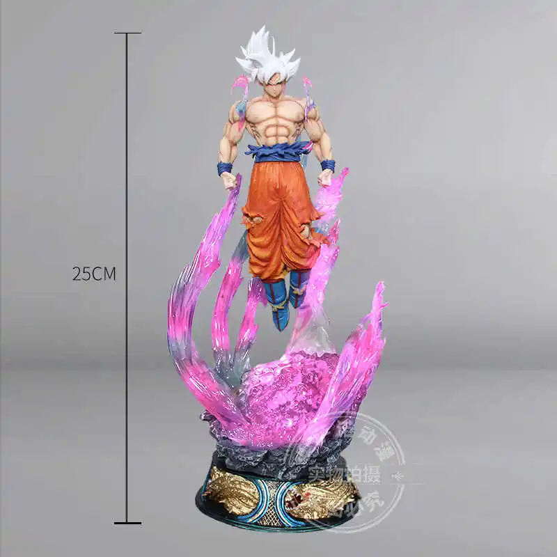 Figurine de Dessin Animé Dragon Ball Son Goku Ultra Instinct de 25cm, Modèle Super Saisuperb en PVC, Collection d'Ornements, Cadeau