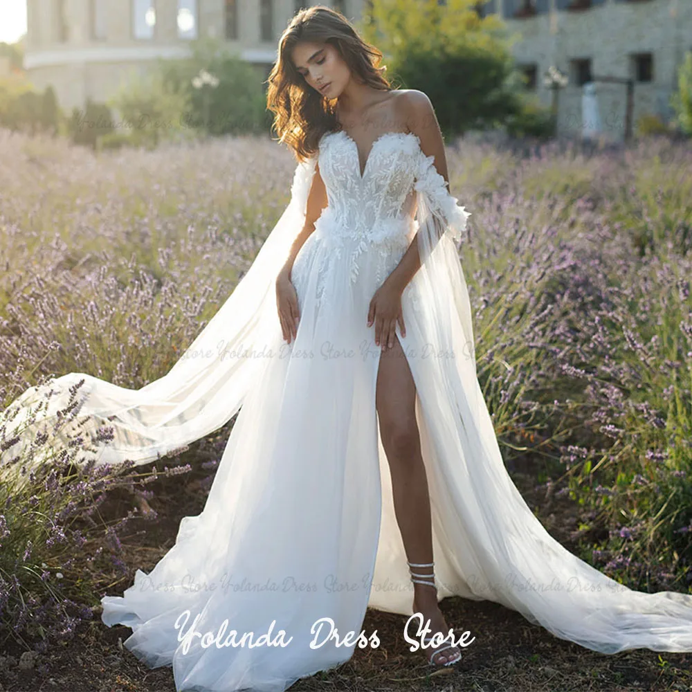 Roseann Wedding Dress Stylish Wedding Dresses Bride Sequined Lace A-line Tulle Appliques Strap Train vestido de novia Customized
