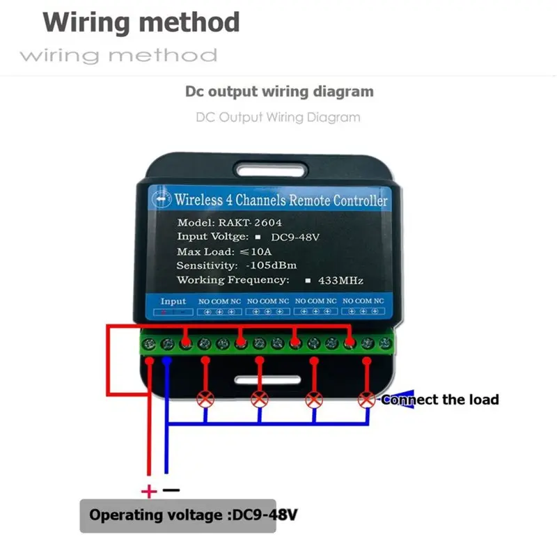 【Electronic-Accessories】Universal For Garage Door Opener& Gate DC9-48V 4CH Relay Receiver