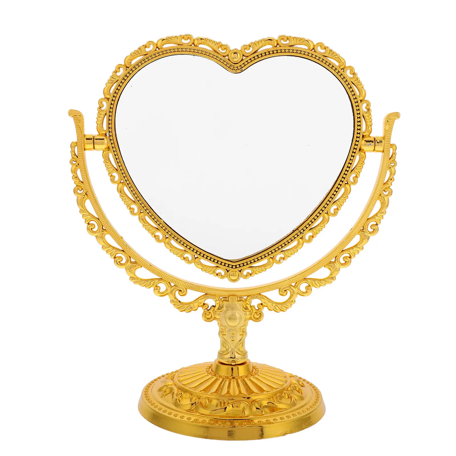 Small Heart Shaped Mirror Vintage Design Vanity Mirror for Bedroom Bathroom Dresser Desk Decor Makeup Tool