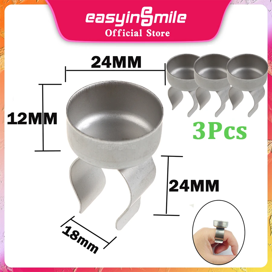 3pcs Dental Mixing Finger Ring Bowl Cup Holder Dappen Dish Prophy Paste Rings Stainless steel Dentistry Medicine Handy Tool