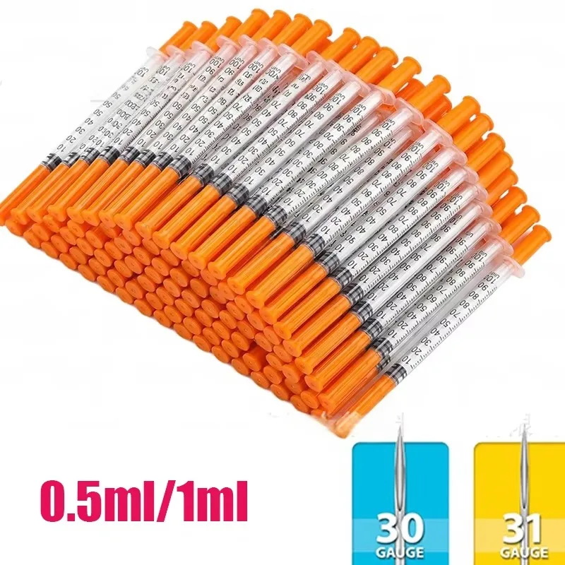 Disposable Insulin Syringe 0.5ml/1ml 30G 31G Individual Packed for Insulin & Peptide Injection, Precise Scale Dispensing Syringe