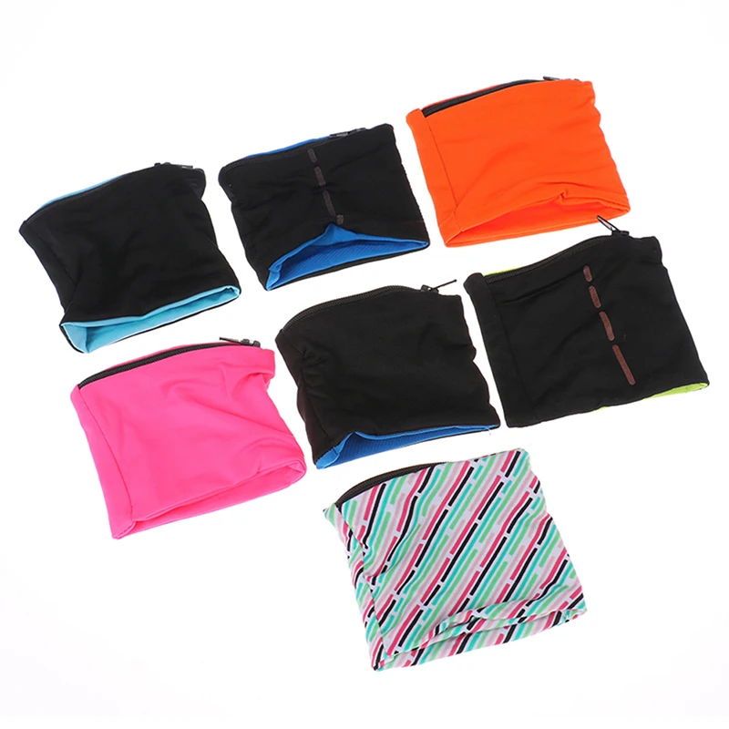 1Pc Wristband Support Bag Zipper Pocket Running Cycling Wrist Wallet Pocket Keys Coin Storage Bag Wrist Brace With Pouch bag