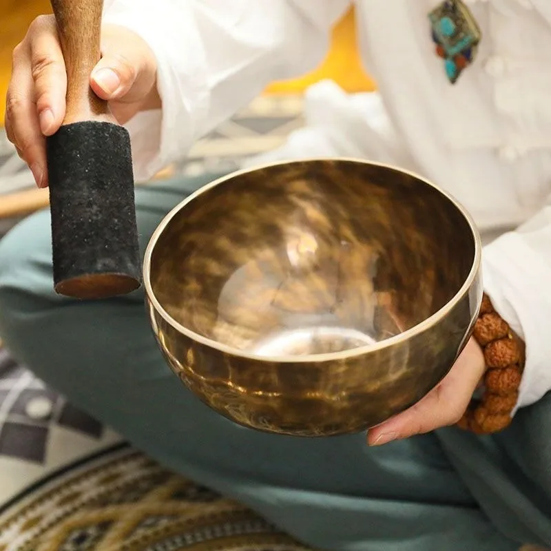 Retro Nepal Singing Bowl Metal Handmade Large Tibetan Bowls Professional Meditation Sound Healing Sound Bowl Spiritual Equipment
