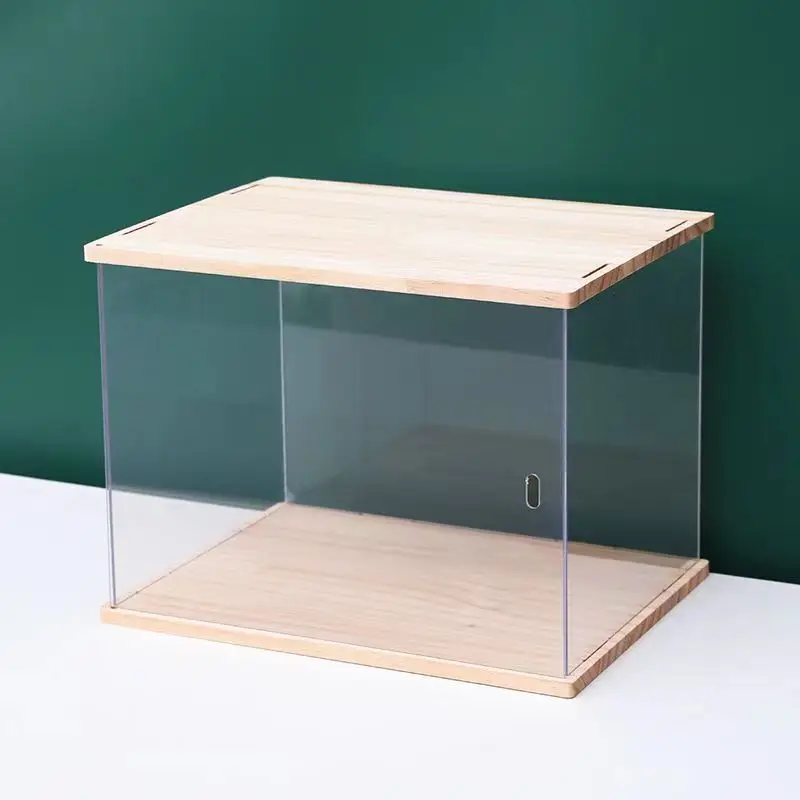 

Solid Wood Transparent Storage Boxes, Stackable Dustproof Display Cabinet for Toys, Car Models, Building Blocks Display