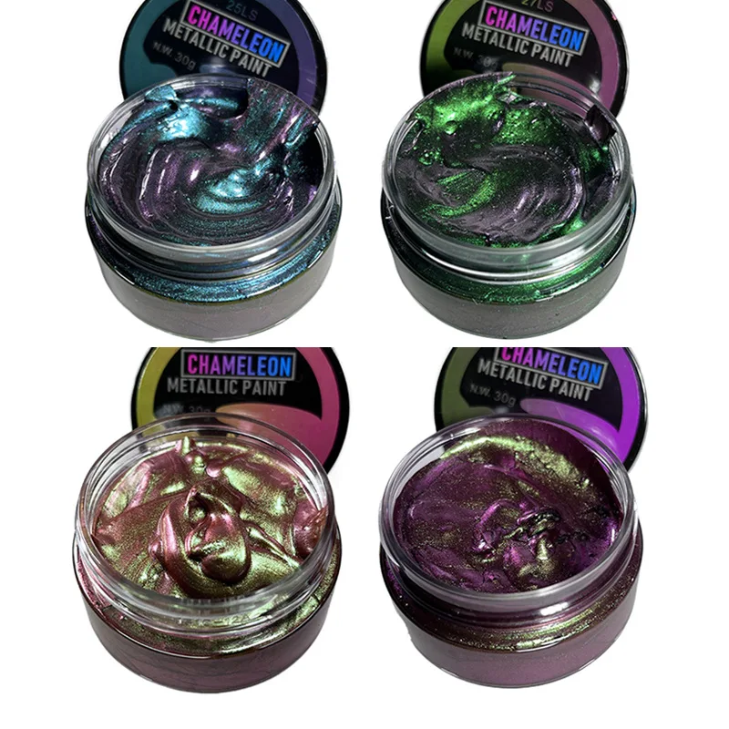 30g-4 colors Art Chameleon Shift Paint Multi‑Angle Iridescent Color Shifting Pigment for Hand Painting DIY Creation Craft Decor