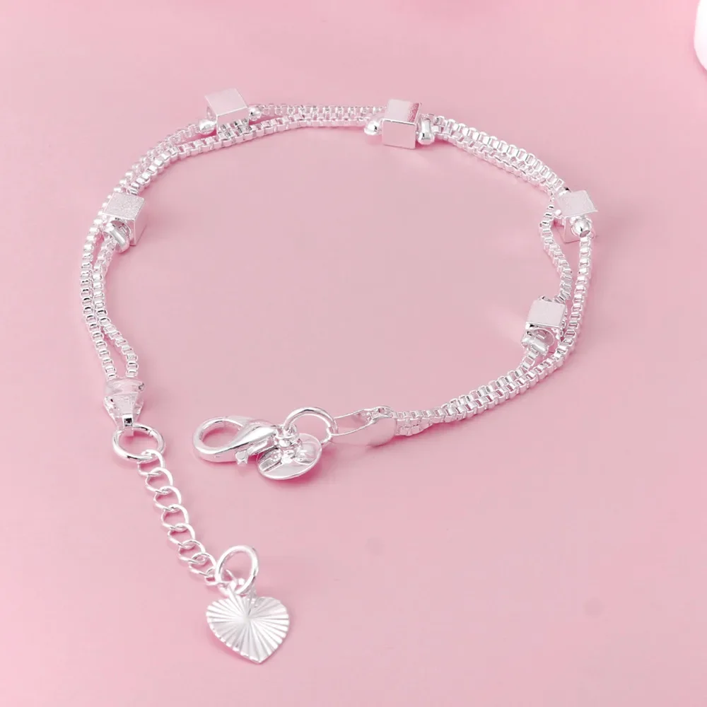 Braccialetti a catena con scatola quadrata fine in argento Sterling 925 di lusso per le donne accessori per matrimoni per feste di moda casual