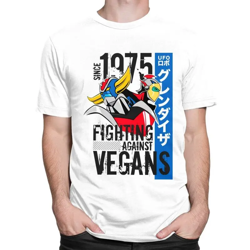 Custom Color Grendizer Vegan Tshirt for Men Short Sleeve T Shirt Fashion Goldorak UFO Robot T-shirt 100% Cotton Tee Gift Idea