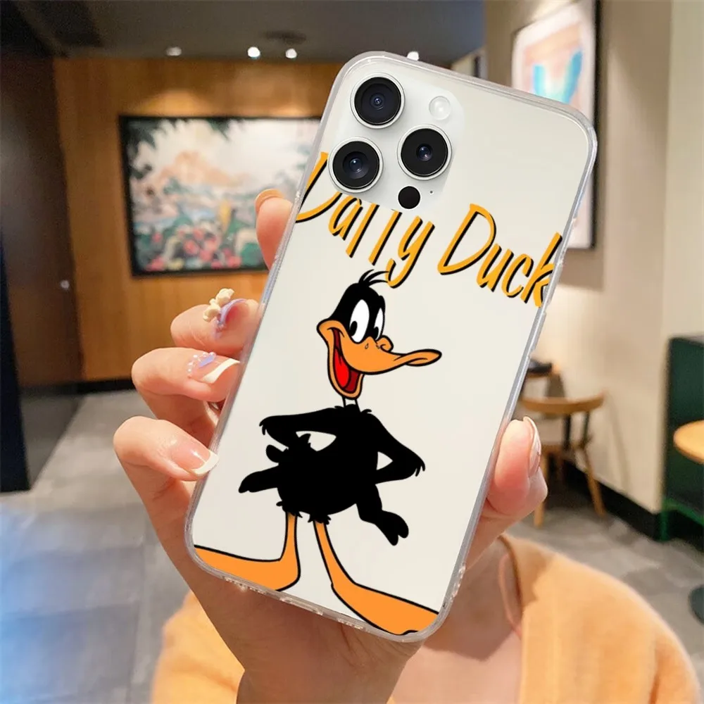 Cartoon Daffy Duck Phone Case For Transparent iPhone 14 15 12 11 13 Max Plus Pro Mini Shell