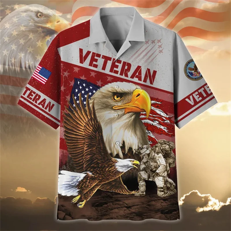 Summer New 3D UNITED STATES Soldier Veterans Armys Print Shirts Kid Fashion Short Shirts For Men Women Vintage Hawaiian Clothing