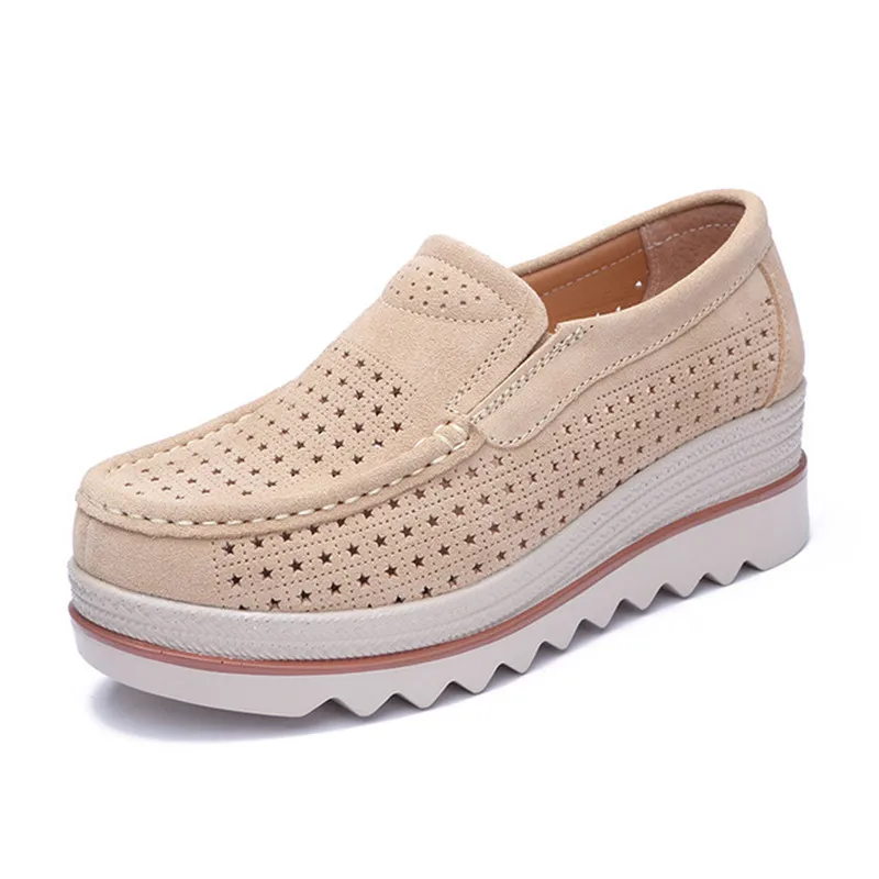 New 2023 Spring Fashion Women Casual Shoes Suede Leather Platform Shoes Women Sneakers Ladies White Trainers Chaussure Femme