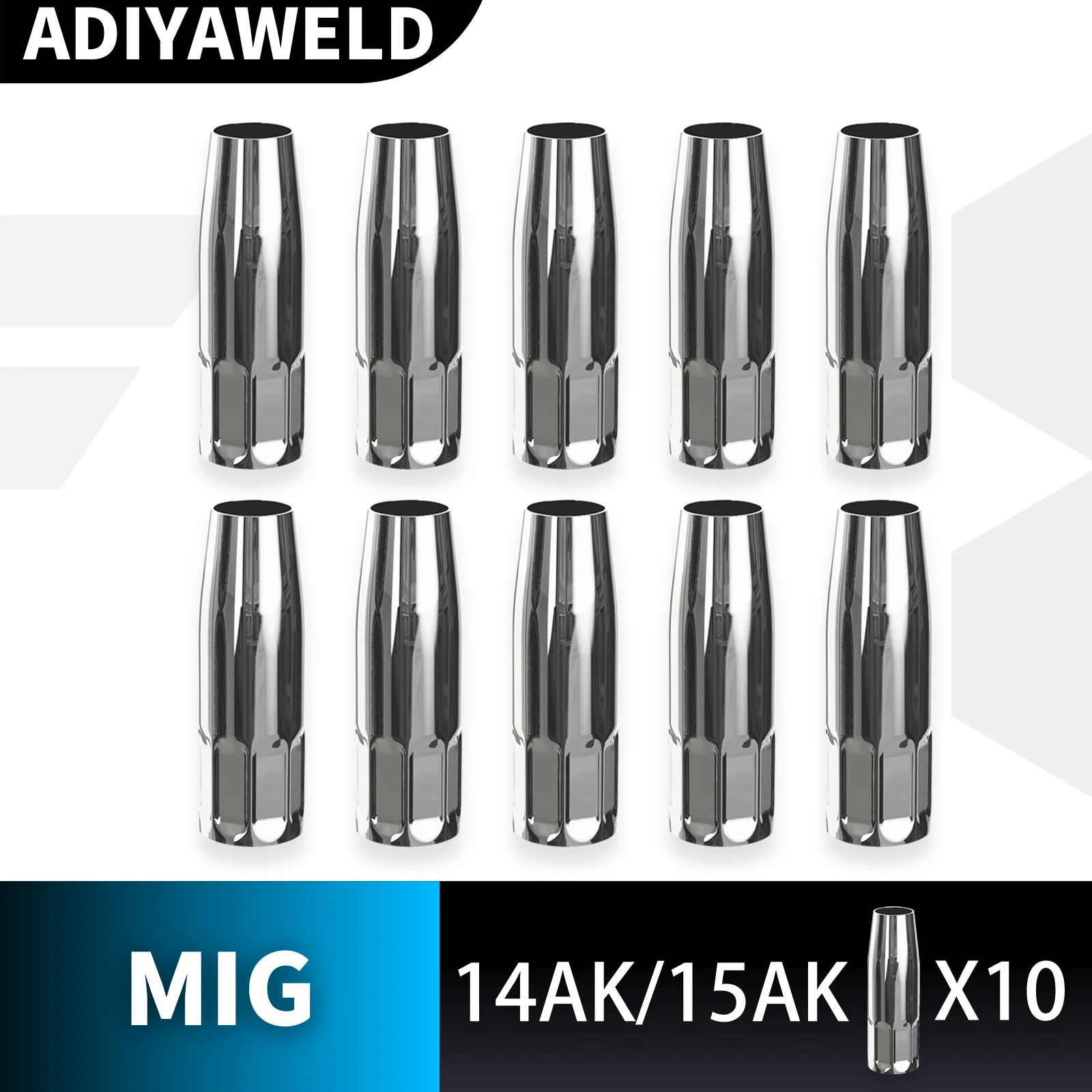 

ADIYAWELD 10PCS MIG Welding Torch Nozzle Shield Cup Welding Torch of Conical Nozzle Copper Welder Consumables for 15AK 14AK