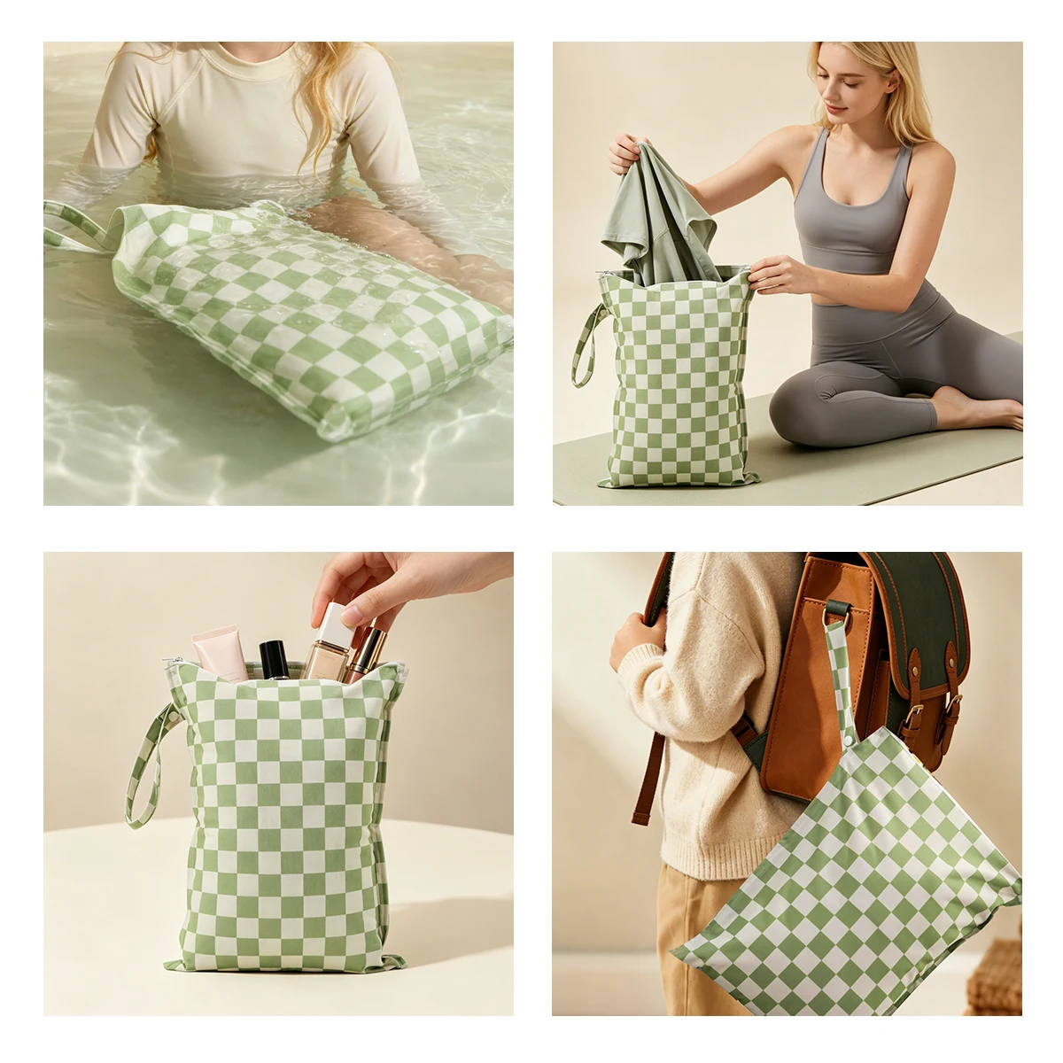 Happyflute 1 Pc Zipper Pocket Multi-Scenario Use Can Be Hung Fully Waterproof Reusable Diaper Cover WetBag Washable Yoga Bag image 6