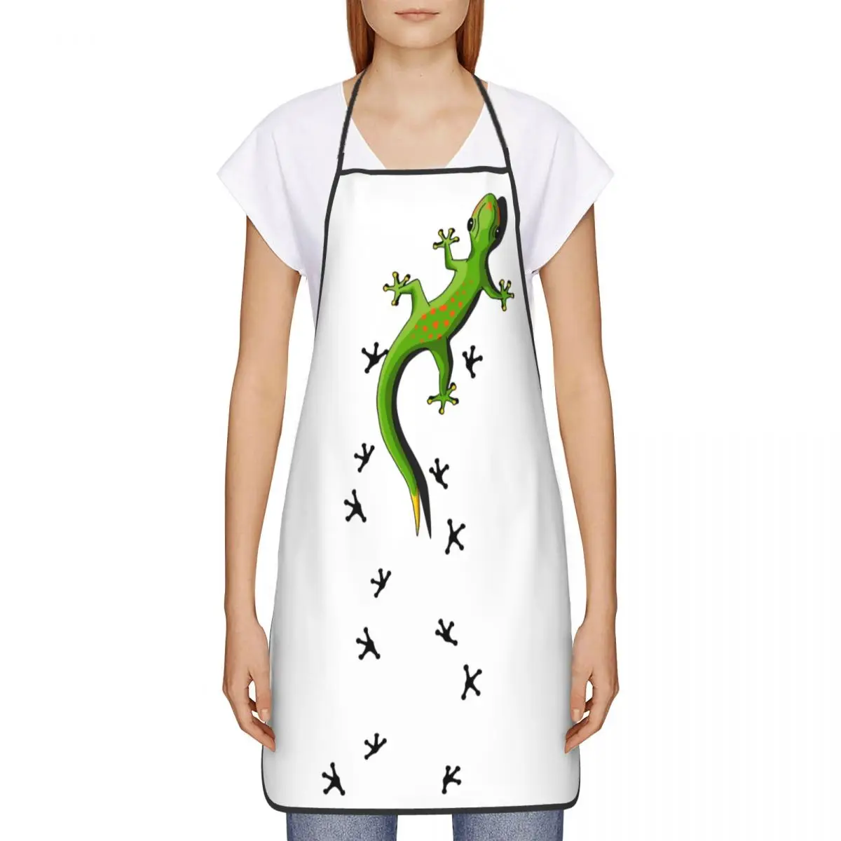 Custom Unisex Cute Lizard Reptile Kitchen Chef Cooking Baking Apron Women Men Tablier Cuisine for Gardening