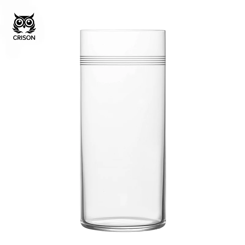 CRISON LD3201 Crystal Glass Long Drink Cocktail Cup Japanese Style Printed Colin Cup Juice Milk Servingware for Home Bar