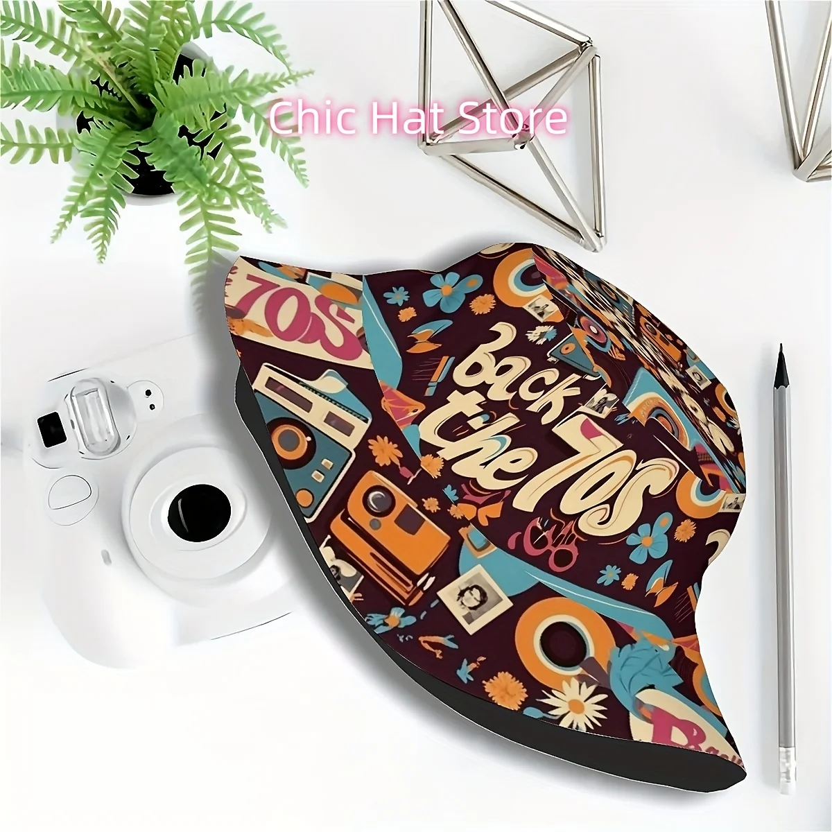 1pc Retro 60s-90s Print Fisherman Hat - Vibrant 