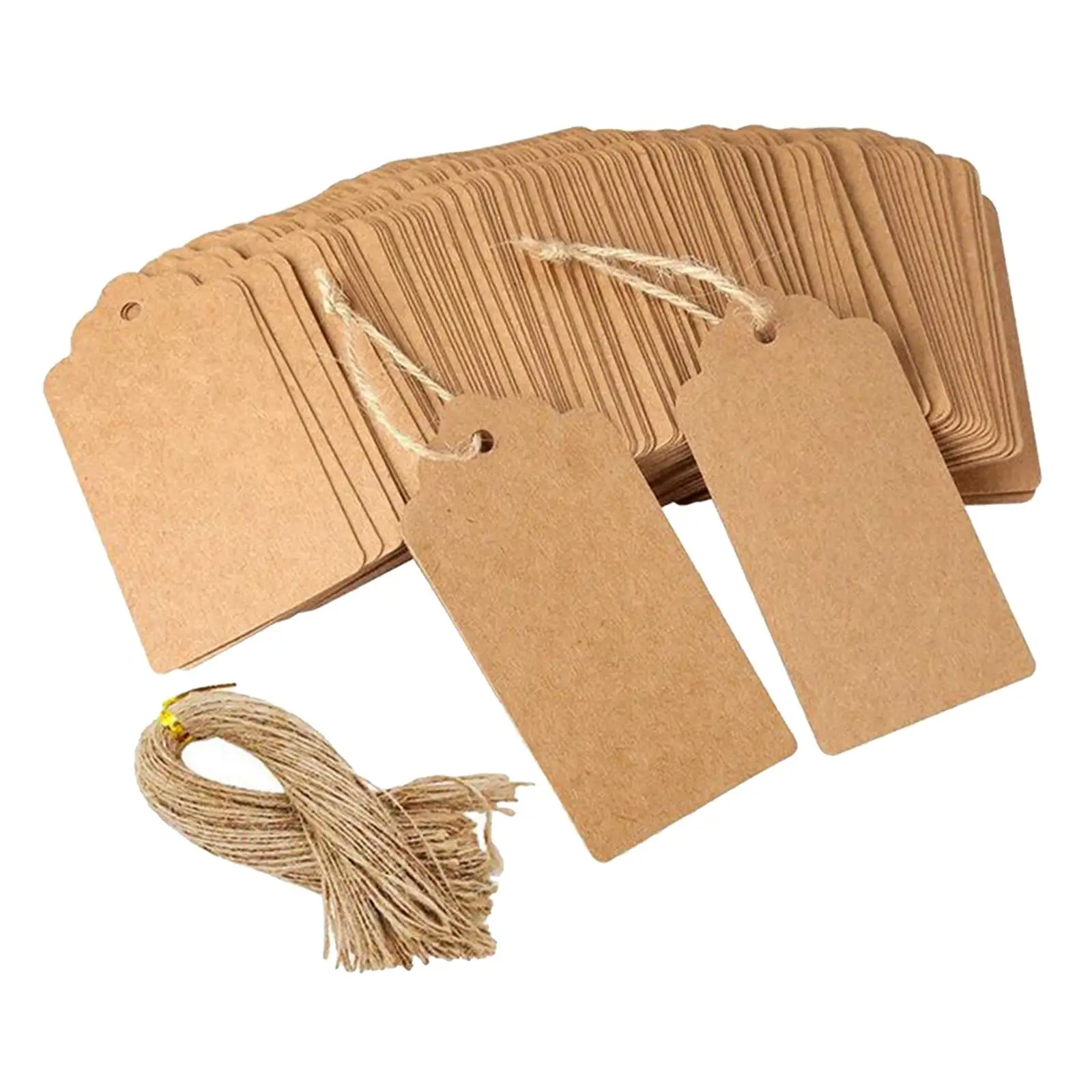 Brown Kraft Hang Tags with Hole and Twine for Retail Price Tags Jewelry Labels