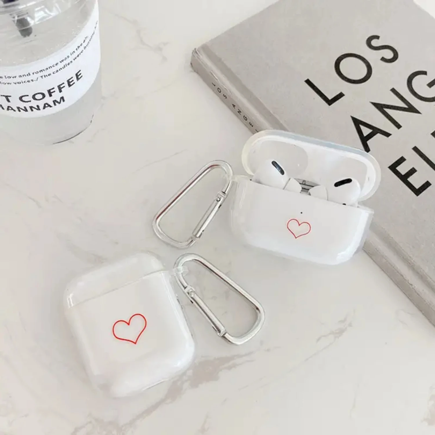 Transparent Red Love Earphone Case For AirPods 1/2/Pro/3