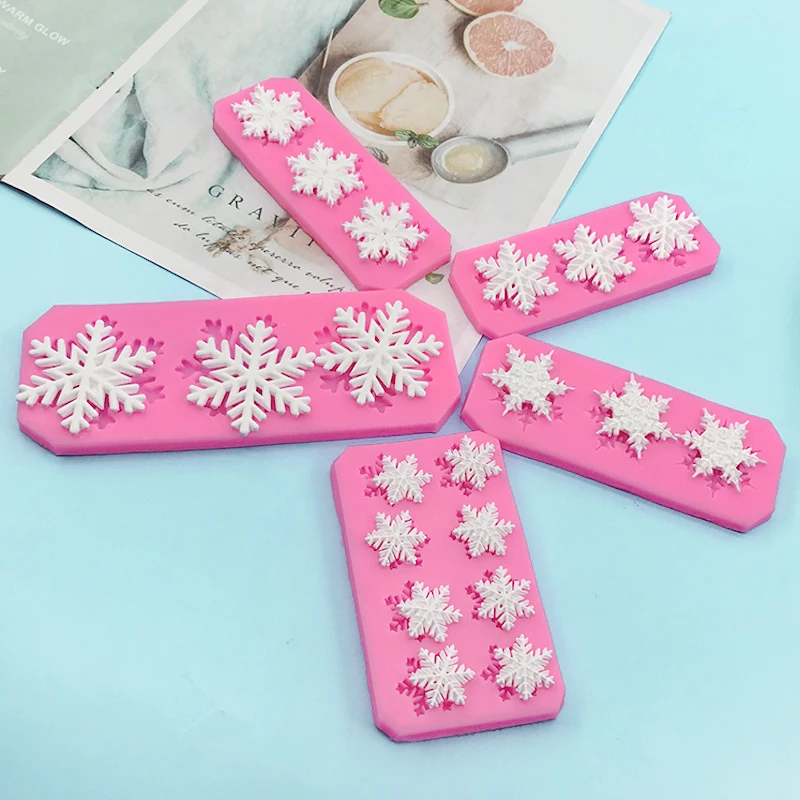 New Snowflake Chocolate Fondant DIY Mold Baking Cooking Decorating Tools Silicone Christmas Winter Gift Party Cake Around