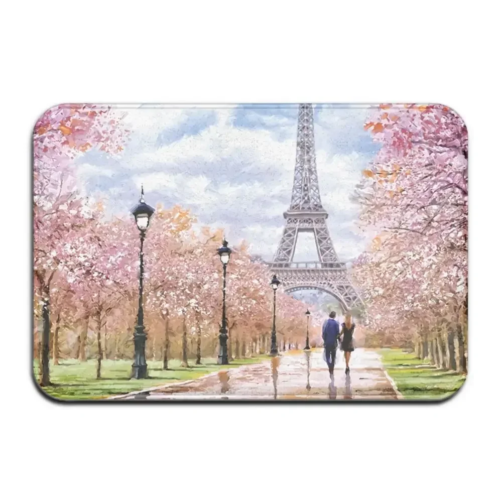 Oil Painting Tower Eiffel European City Landscape Area Rugs Non-Slip Floor Mat Doormats Home Runner Rug Carpet for Living Room