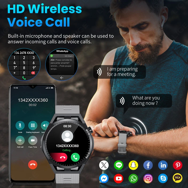 軍事アウトドアスポーツ NFC スマートウォッチメンズ 3ATM 防水心拍数フィットネスブレスレット Bluetooth 音声通話スマートウォッチ 2025