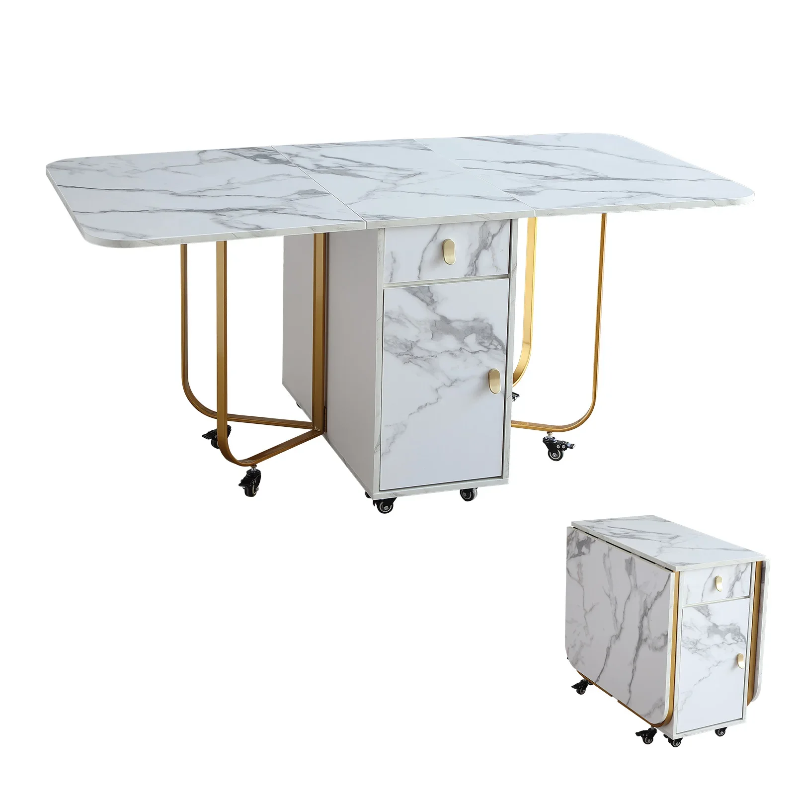 ZFashion Folding Dining Table Furniture Multifunctional Rectangle Movable Dining Table And Folding ChairsZ