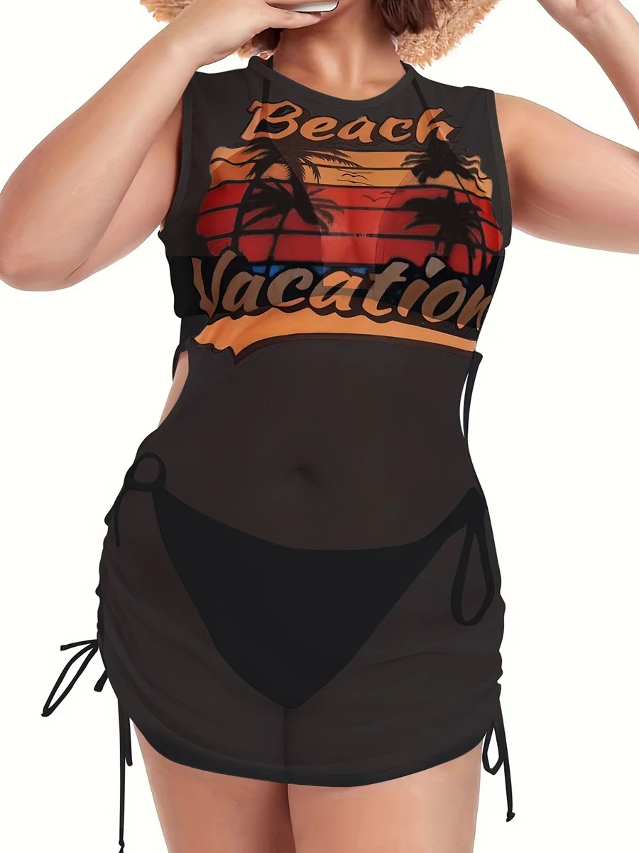 3 Pieces Large Plus Size Bikini 2023 & T-Shirt Sports Swimwear Women String Swimsuit Female Beachwear Bathing Swimming Swim Suit