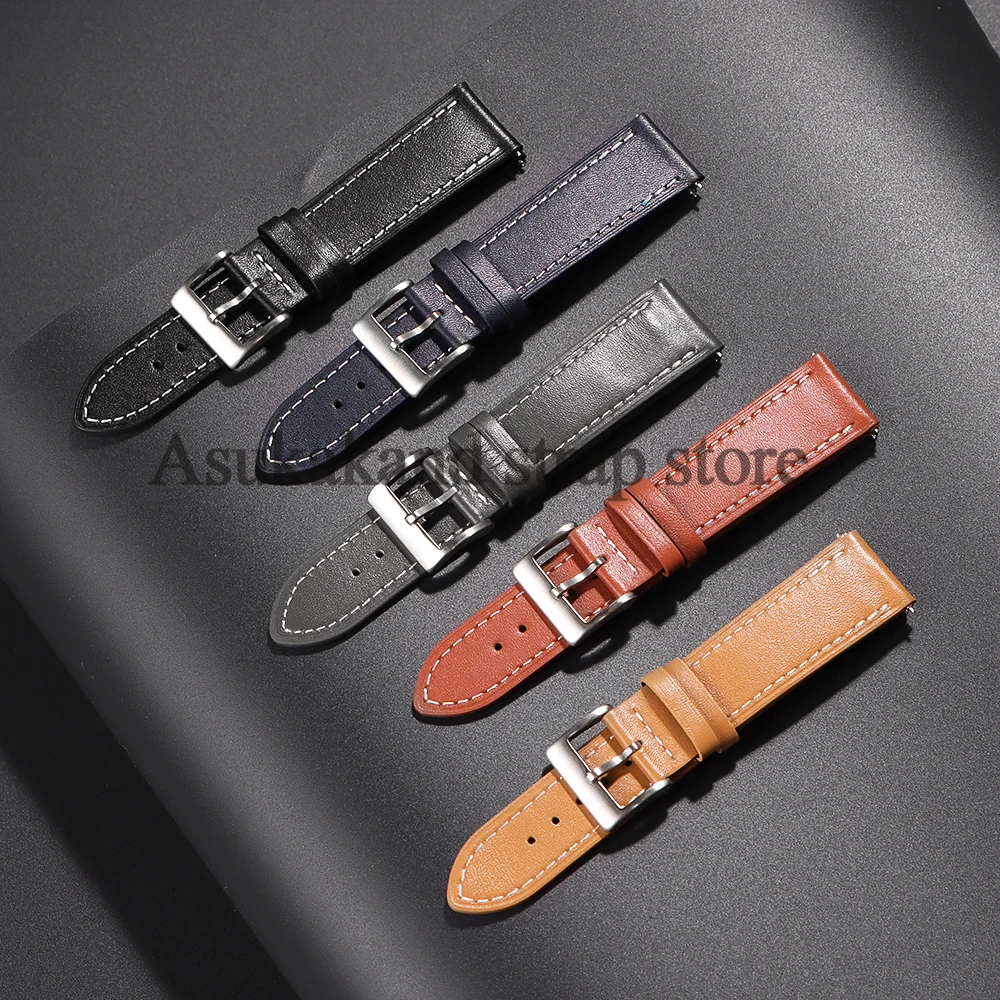 Pulseira de couro de liberação rápida, 18mm 20mm 22mm 24mm, para seiko, samsung galaxy watch 7/6/5, pulseira de relógio com homens e mulheres