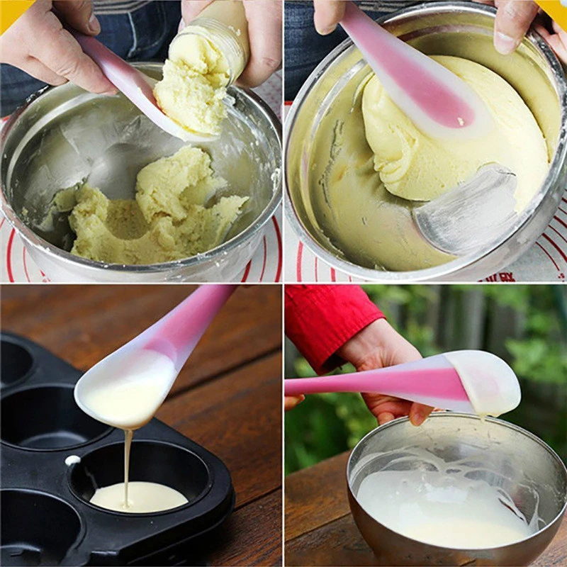 One Piece Double Side Multi-Function Silicone Spoon And Spatula Silicon Jar Scraper Baking Spatulas