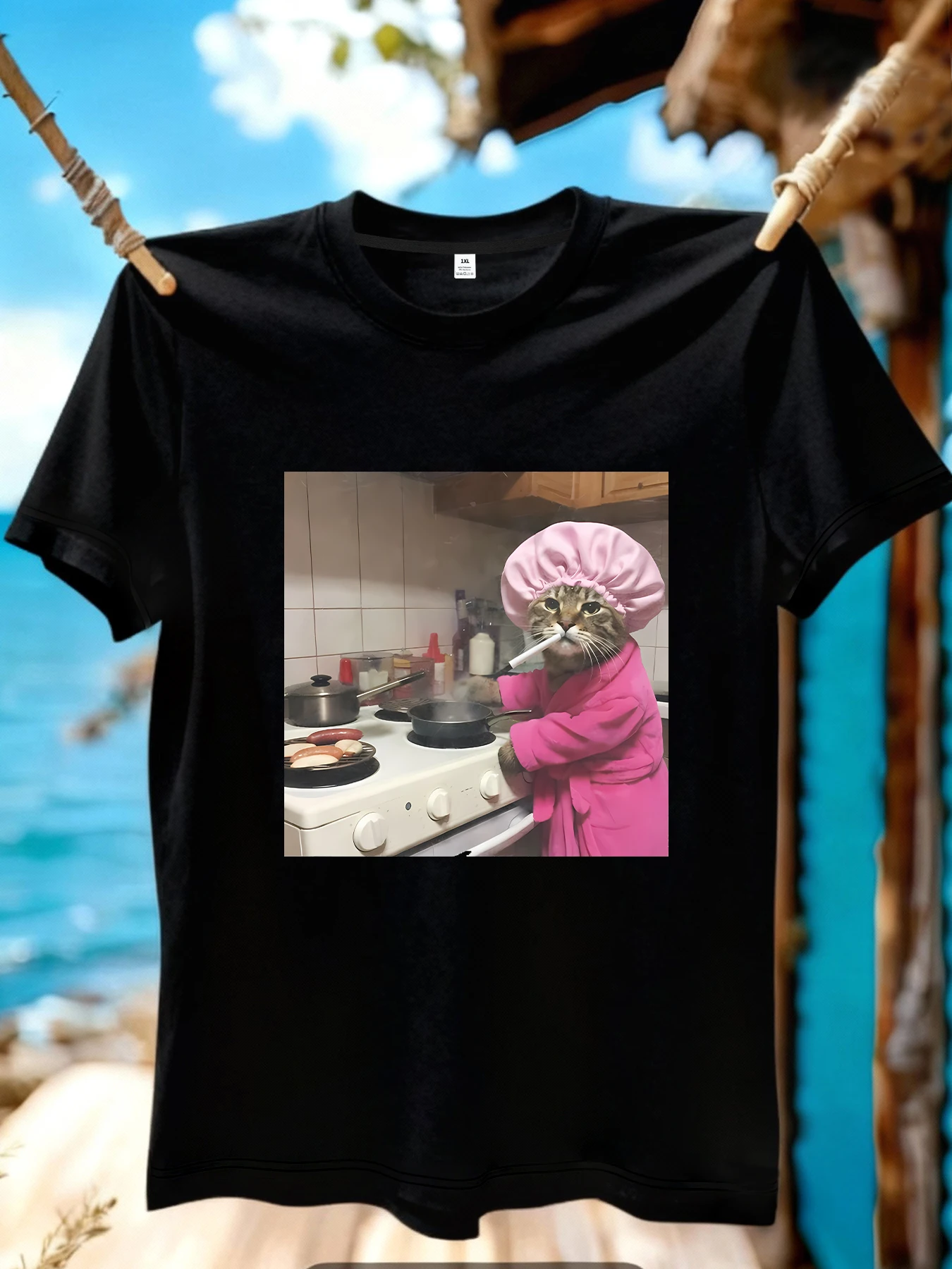 

【JYDX1138】Cooking printing plus size women's round neck T-shirt Summer casual street fashion women's Joker short sleeve T-shirt