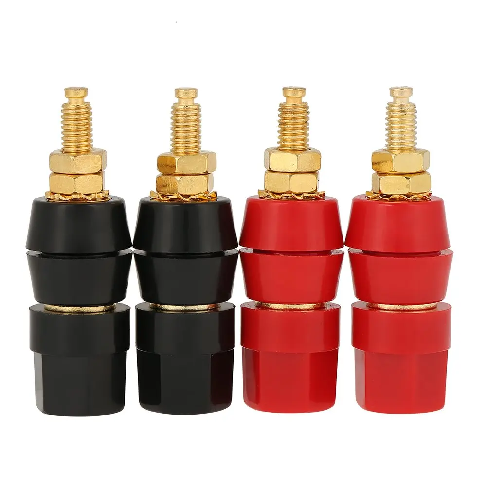 4PCS 4mm Banana Plug Adapter Socket Audio Speaker Binding Post Terminal Connector Terminals Red And Black Test Probe Plugs Jack