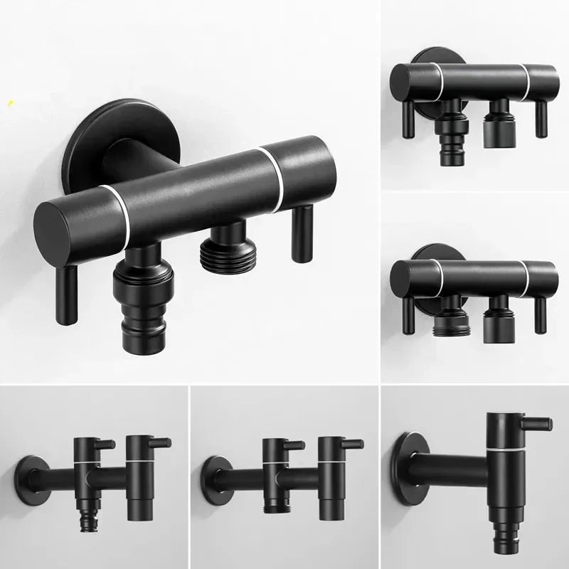 

Modern Black Multi-Function Washing Machine Faucet single cold tap Outdoor Garden Wall Bibcock Tap Bathroom mop taps