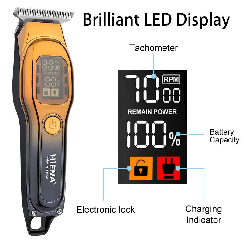 Professional electric hair trimmer USB charging LED smart display T-type sharp knife head Small and convenient family preferred