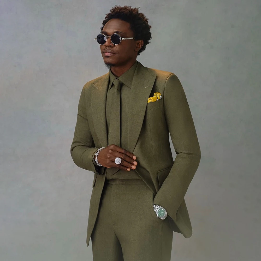 

Модный мужской костюм-двойка с одной пуговицей, приталенный, с заостренными лацканами, стандартной длины, прямого кроя (пиджак и брюки)