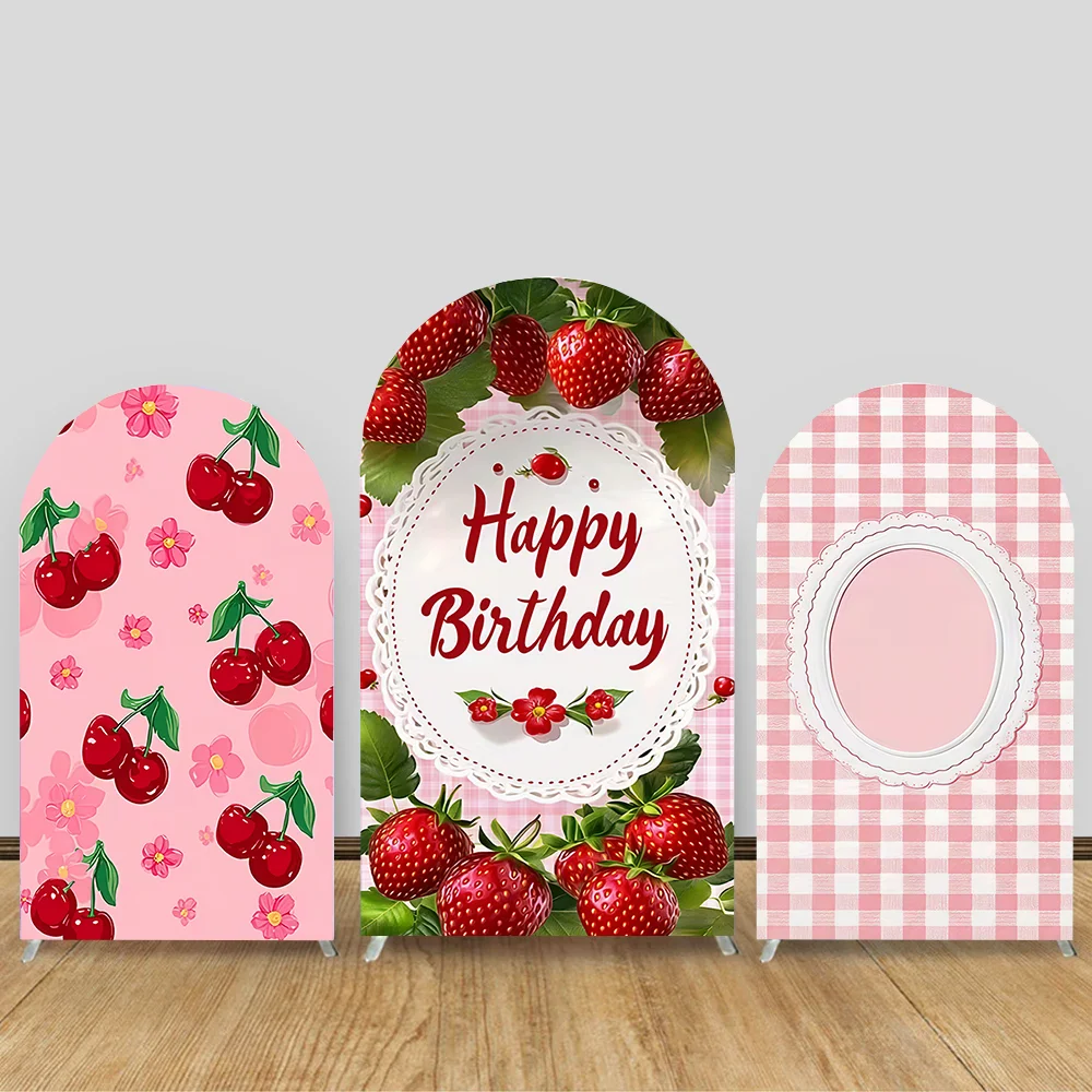 

Strawberry Arch Background Fruit Ballon Backdrop Supplies Pink Girl Birthday Party Decorations Baby Shower Photography Props