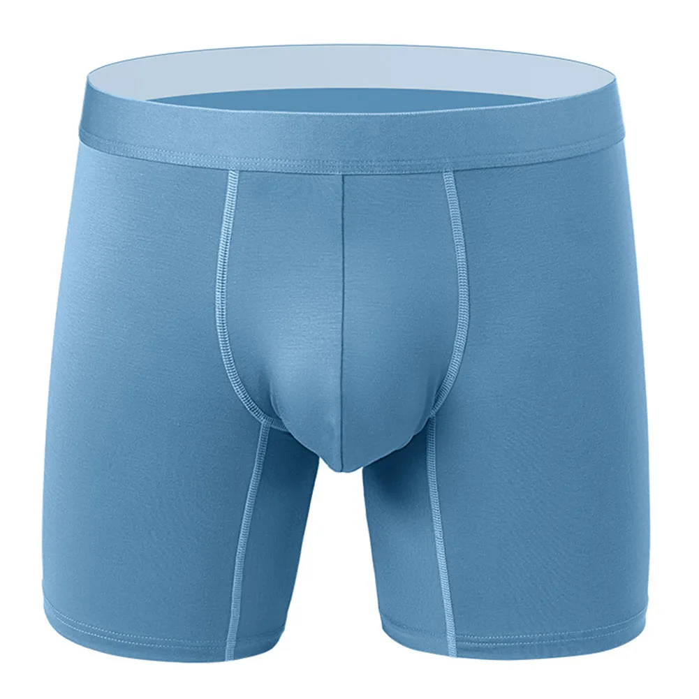 Lengthened Boxer Mens Boxer Briefs Hotel Applicable Medium Stretch Polyester Fabric Home And Sleep Use Solid Pattern
