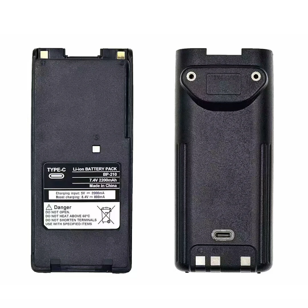 BP-210 Walkie Talkie Battery High Capacity Type-C Charging 2200mAh Li-ion Battery for Icom IC-F11 IC-F21 IC-V8 IC-F3GT IC-F40GT