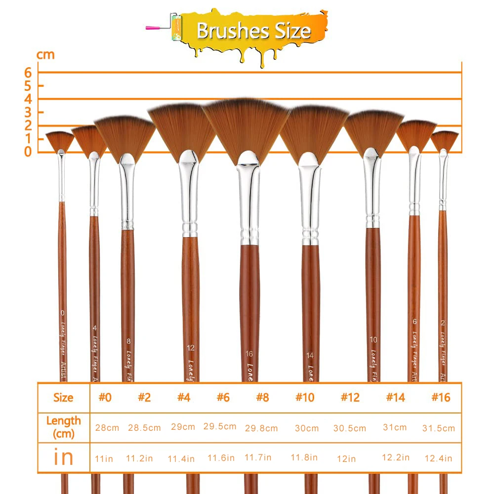 Artist Fan Paint Brushes Set 9/18pcs - Soft Anti-Shedding Nylon Hair Wood Long Handle Paint Brush Set for Acrylic Watercolor Oil