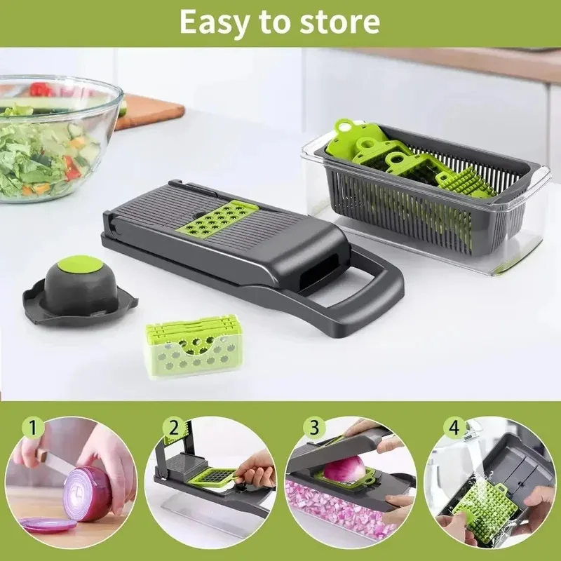 Kitchen Supplies Multifunctional Vegetable Chopper Handle Food Grates Vegetable Chopper 14/16 in 1