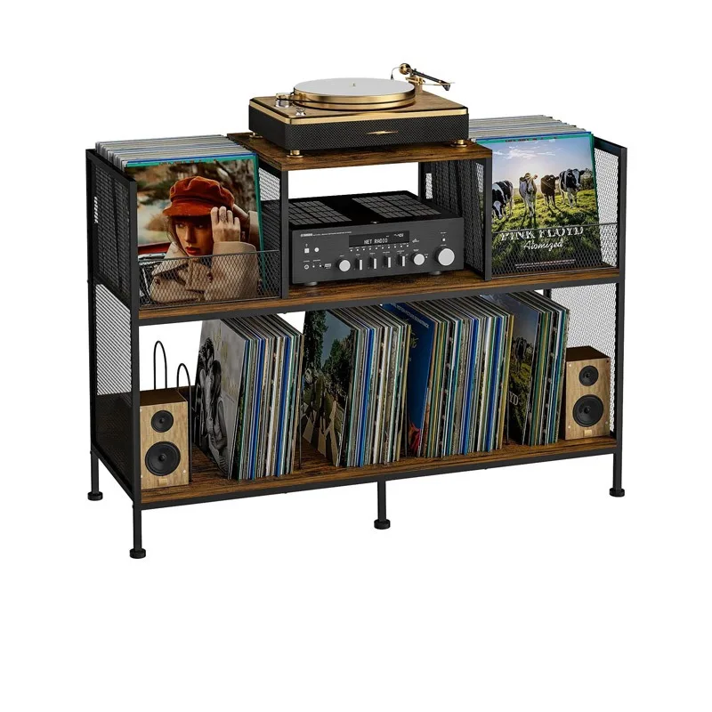 

Living room furniture bilateral record player rack, vinyl record large capacity storage