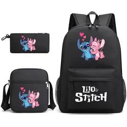 Disney-Lilo e Stitch Schoolbags Sets, Adolescentes Estudantes Mochilas, Lápis Case, Bolsas de Ombro, Meninos e Meninas, School Bags Sets, 3pcs