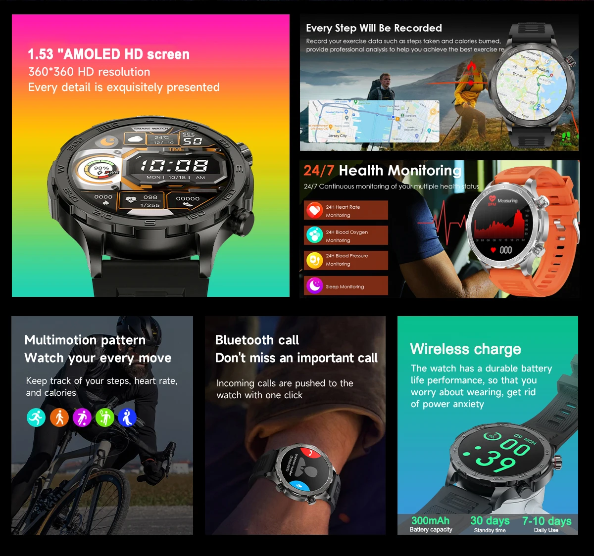 2024 für Xiaomi robuste militärische Smartwatch Männer GPS Track Kompass NFC Amoled Bildschirm Bluetooth Anruf wasserdichte Outdoor-Smartwatch