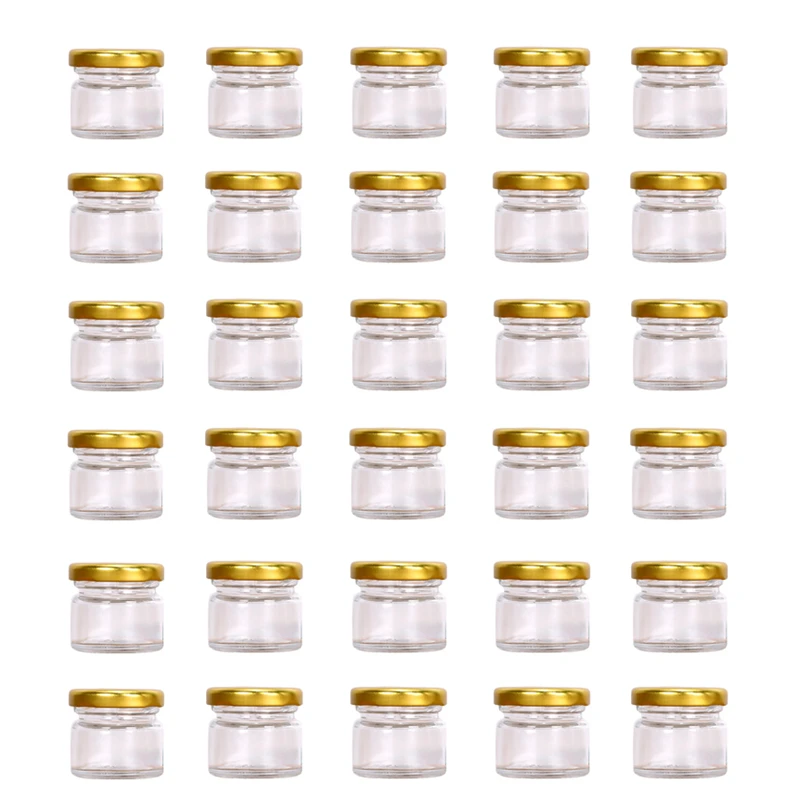 30 Pieces Mini Glass Honey Jars with Covers, 25ml Empty Glass Bottle, Wedding, Birthday Party, Return Gifts Glass Storage Jar