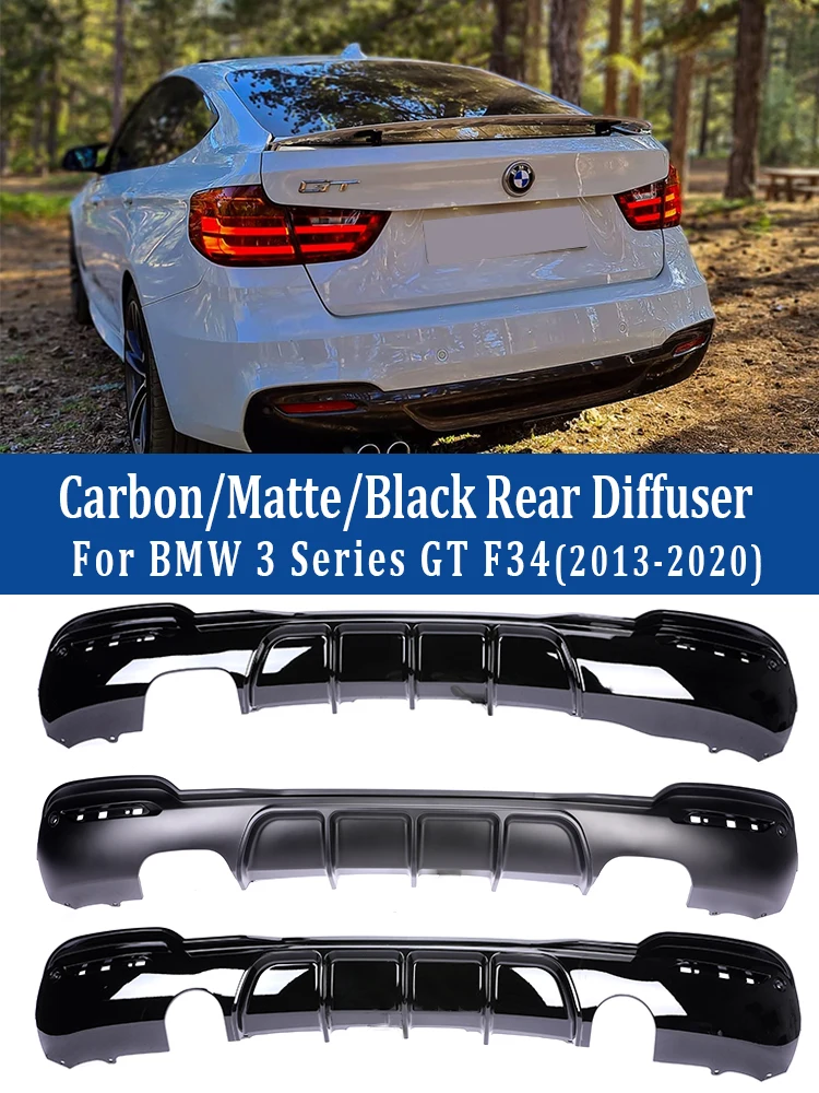 For BMW 3 Series GT F34 2013-2020 Carbon M-Performance M Tech Back Lip Diffuser Bumper Splitter Rear Diffusor Black Refiting