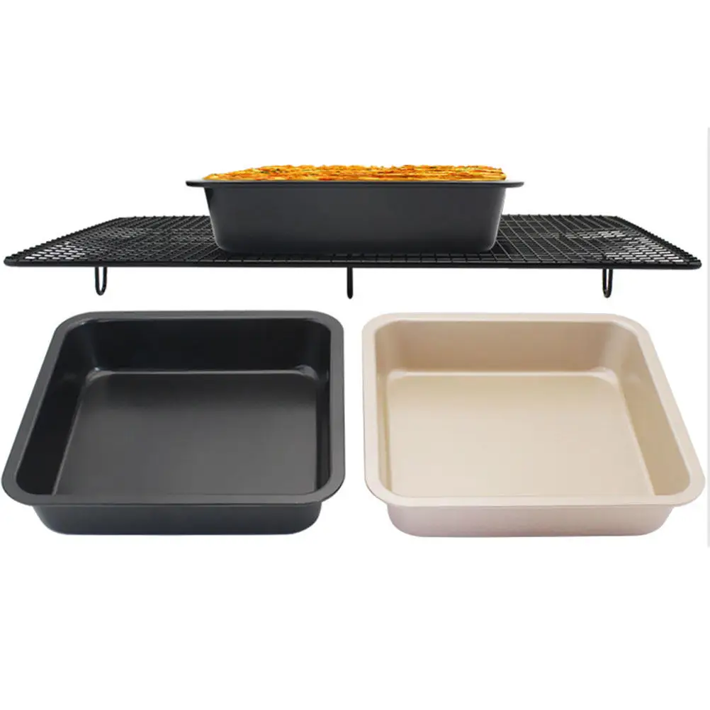 1Pcs Square Carbon Steel Cake Baking Tray 9Inch Nonstick Oven Pan for Birthday Layer Cheesecake Bread Cornbread