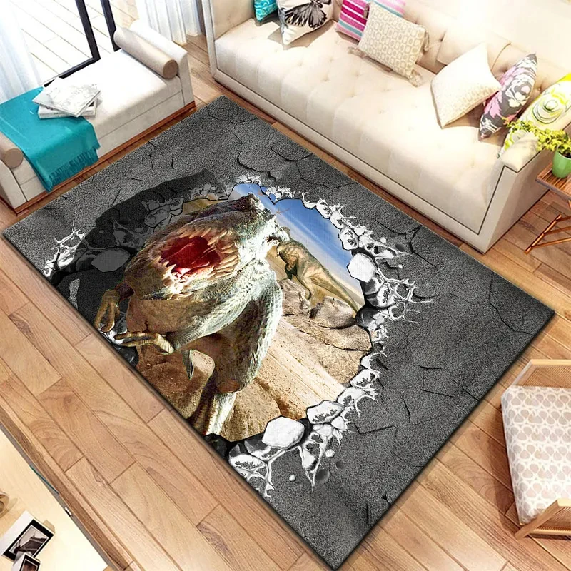 3D Jurassic Dinosaur Print Carpet for Living Room Bedroom Kitchen Bathroom Entrance Decor Non-slip Doormat Area Rug Yoga Mat