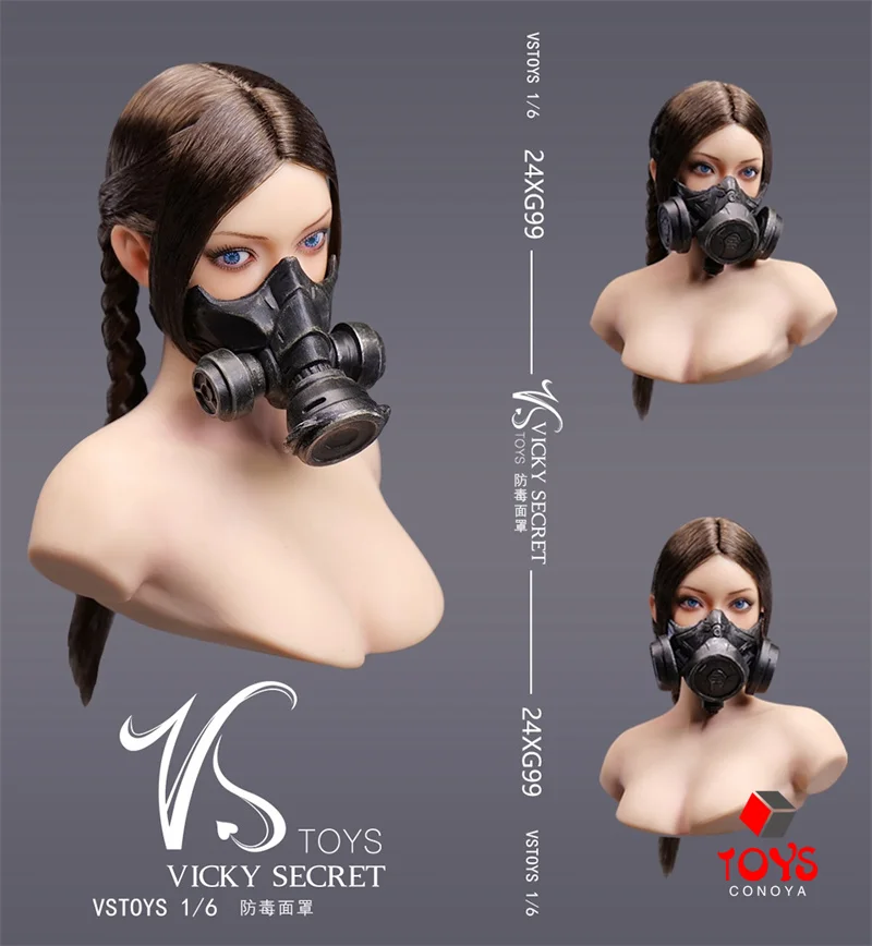 【2025 Q1】VSTOYS 24XG99 Gasmaske im Maßstab 1:6, Modell, Soldat, Kleidungszubehör, passend für 12'' männliche weibliche Actionfigur-Körperpuppen