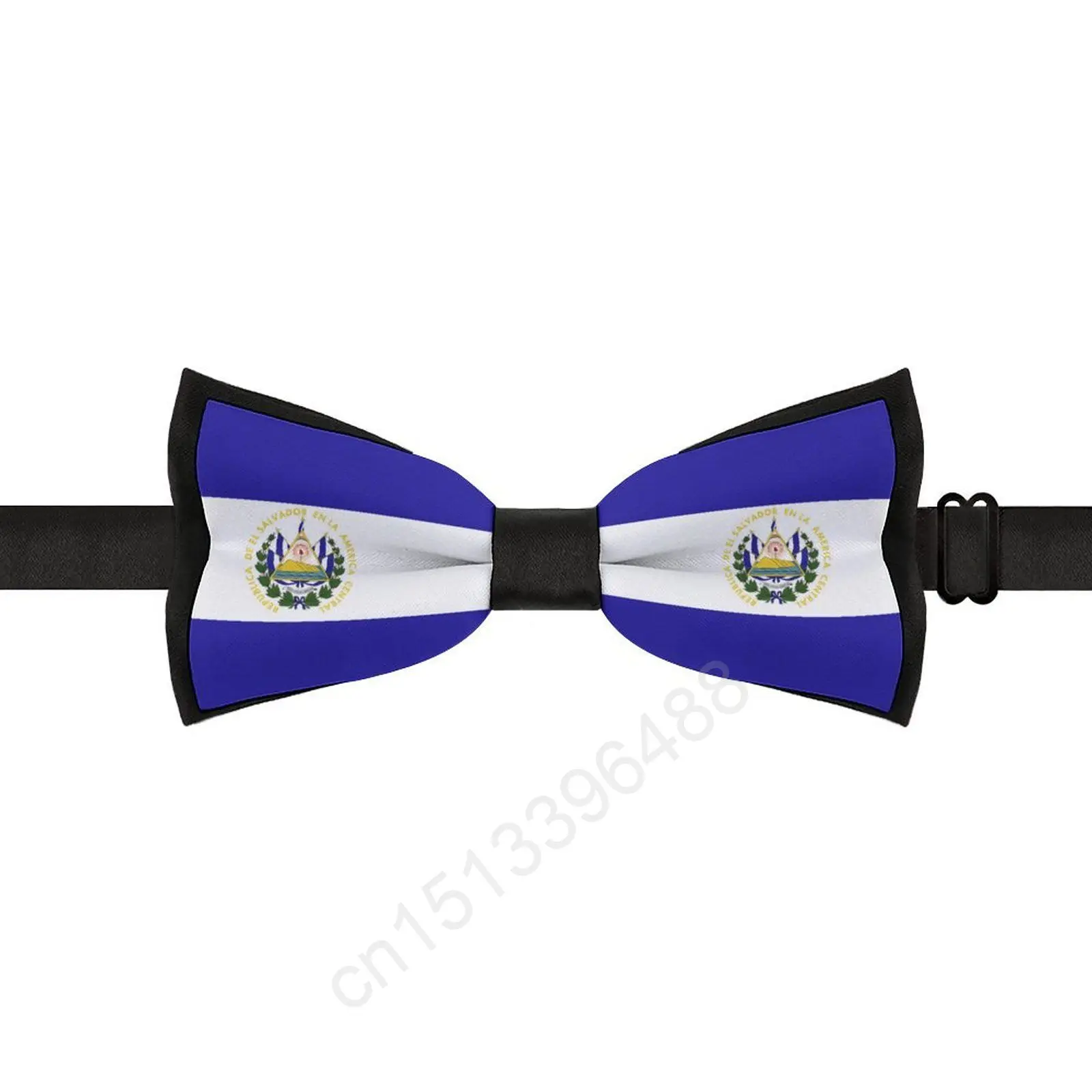 Laço casual de poliéster masculino, gravata borboleta bandeira de El Salvador, gravata com gravata para festas de casamento, nova moda